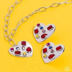 Paparazzi Silver Necklace with Colorful Heart Charms